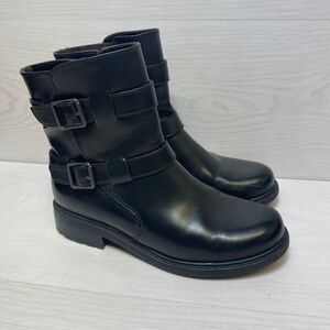 BOC Ankle Boots Women’s Size 7.5M Black Buckle Strap Moto Riding‎ Booties